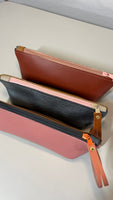 Colorblock Leather Pencil Case