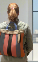 Striped Leather Backpack - Design 3