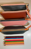 Colorblock Leather Pencil Case