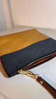 Suede Gold Dip Zipper Pouch