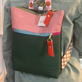 Colorblock Leather Backpack