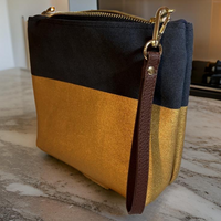 Suede Gold Dip Zipper Pouch